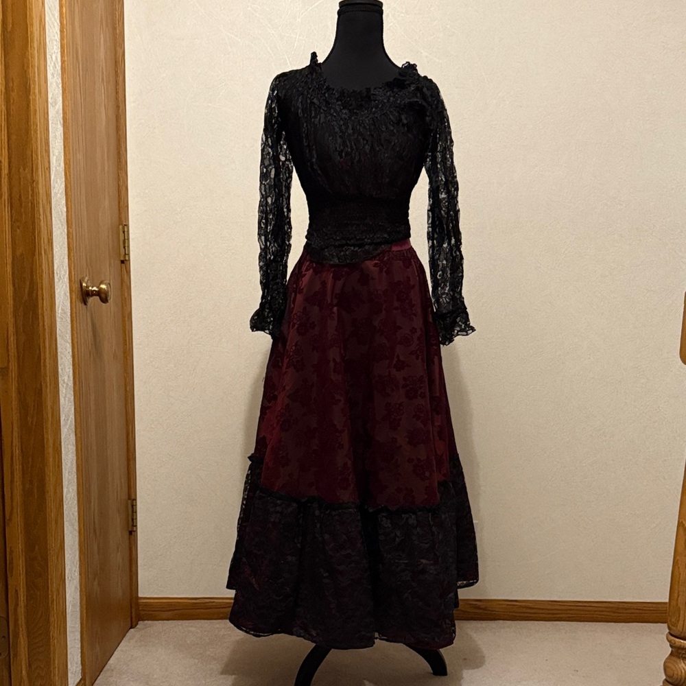 Maroon and Lace Spanish Performance Dress